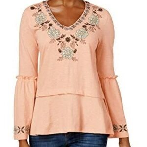 Style & Co.. Embroidered Peplum Top (Lasso Dark Blush) Created for Macy’s